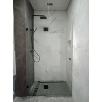 Frameless Wall to Wall Pivot Door Hinge on Hinge Panel 2 Panels set up